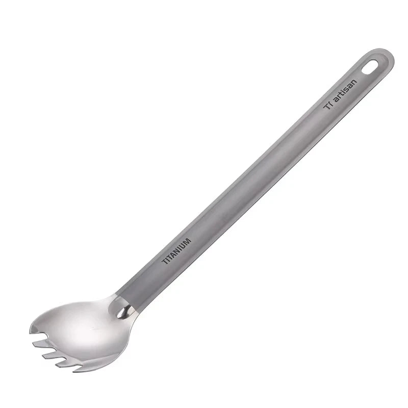 Titanium Long Handle Spork Spoon Cutlery Ultralight Tableware Outdoors Portable Dinnerware Camping Equipment