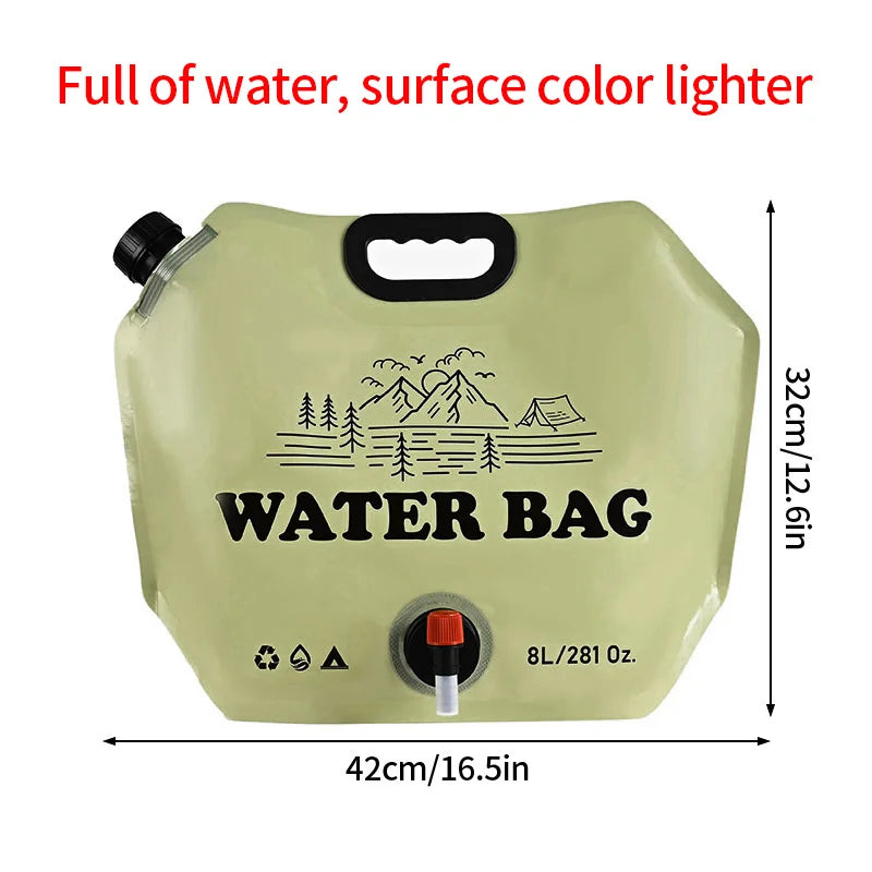 Camping Water Bag Outdoor Hiking Folding Water Bucket Bag with Faucet 8L Large Capacity Water Container Camping Supplies Кемпинг
