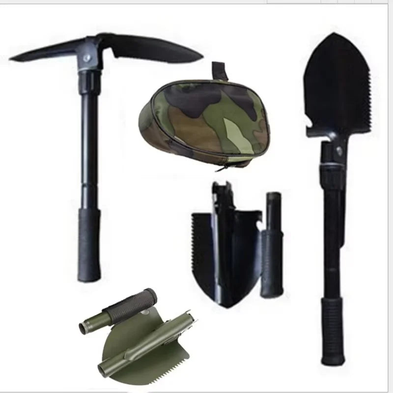 Foldable Portable Truck Mounted Engineer Shovel Camping Tent Outdoor Shovel Self-Defense Survival Tool Compass Storage Bag