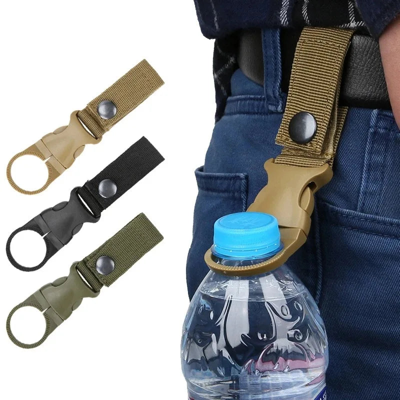 Outdoor Water Kettle Hanger Holder Clip Bottle Buckle Portable Backpack Camping Hiking Military Nylon Webbing Buckle Strap