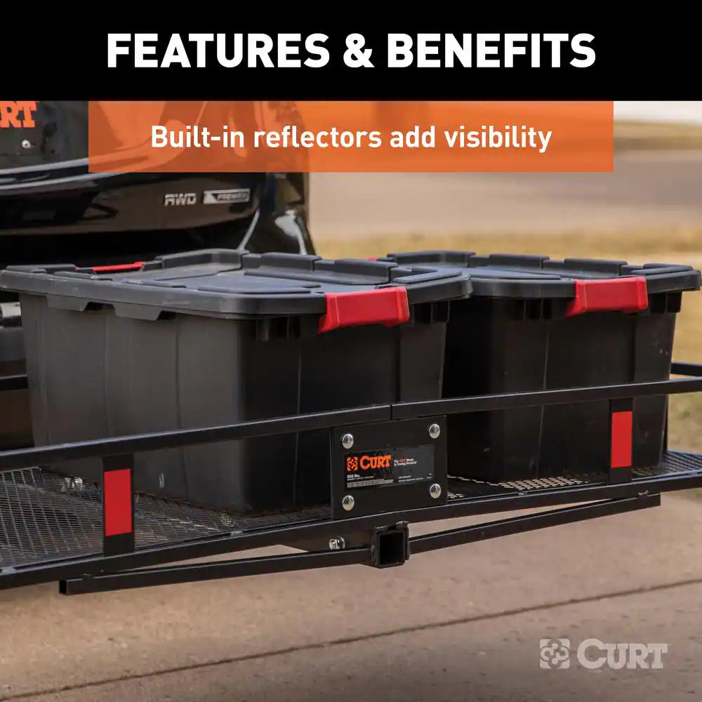500 Lbs. Capacity 60 In. X 24 In. Black Steel Basket Hitch Cargo Carrier (Folding 2 In. Shank) and Vinyl Bag Combo Kit