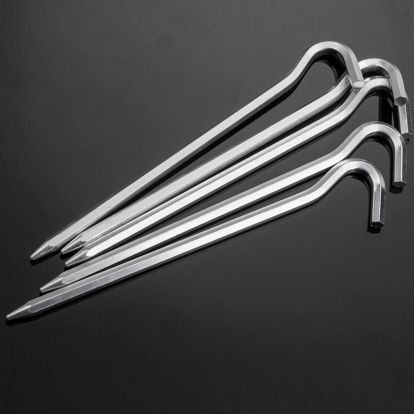 Tent Pegs - Aluminium Tent Stakes Pegs with Hook - 7’’ Hexagon Rod Stakes Nail Spike Garden Stakes Camping Pegs for Pitching Camping Tent, Canopies