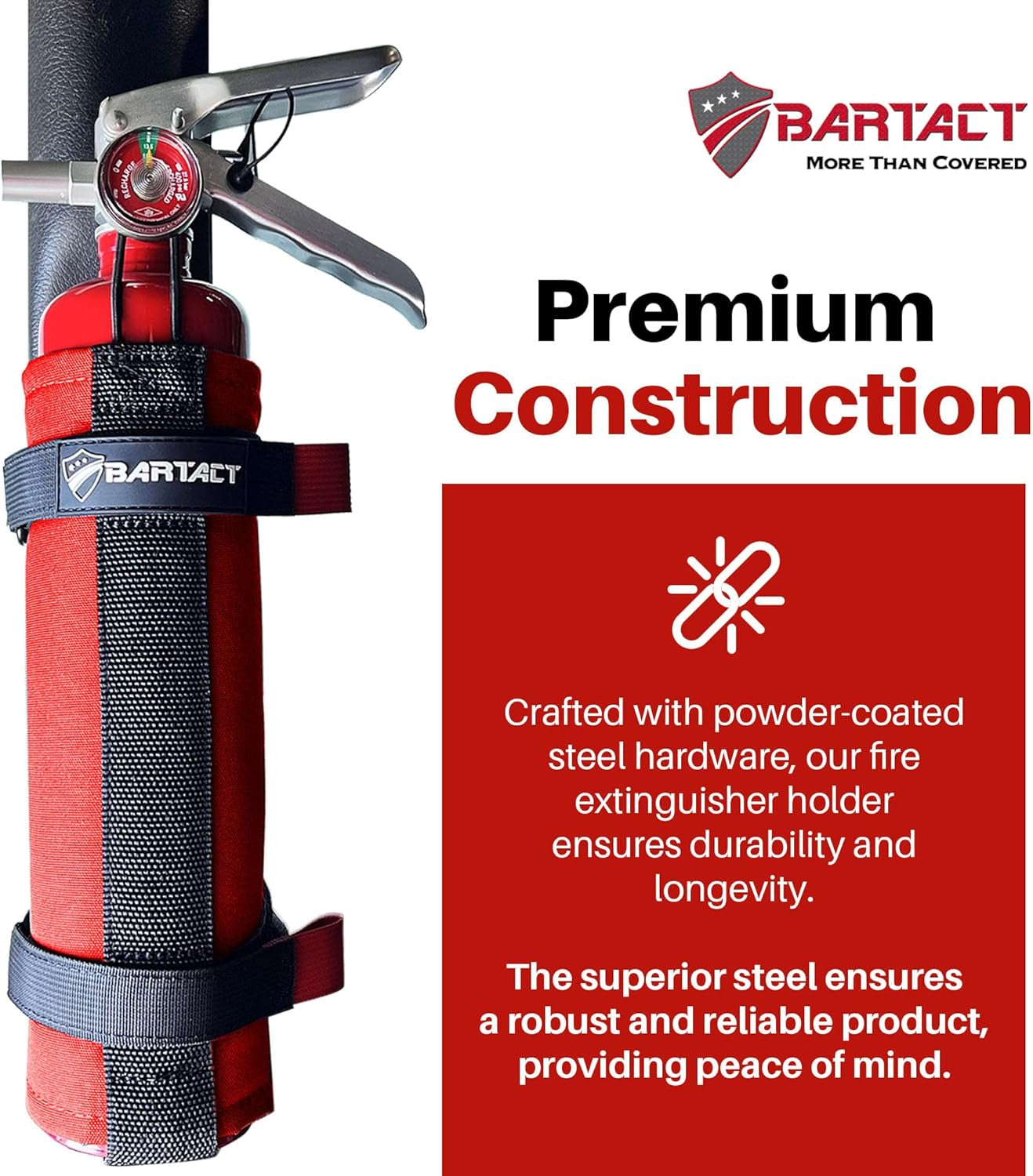 - 2.5 Lb Roll Bar Fire Extinguisher Mount for Vehicle Holder, Adjustable Fire Extinguisher Holder Mount, US Made Universal Vehicle Fire Extinguisher Holder Fits All Roll Bars (Red)