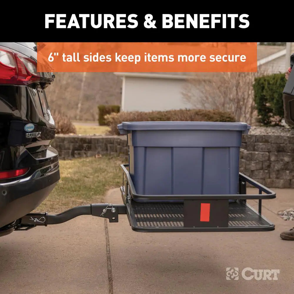 500 Lbs. Capacity 60 In. X 24 In. Black Steel Basket Hitch Cargo Carrier (Folding 2 In. Shank) and Vinyl Bag Combo Kit