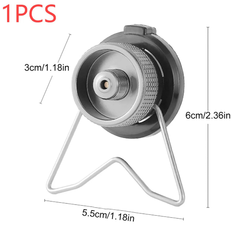 Butane Adapter with Bracket Outdoor Butane Gas Conversion Joint Camping Stove Adapter Screw Valve Output Nozzle Bottle Adapter