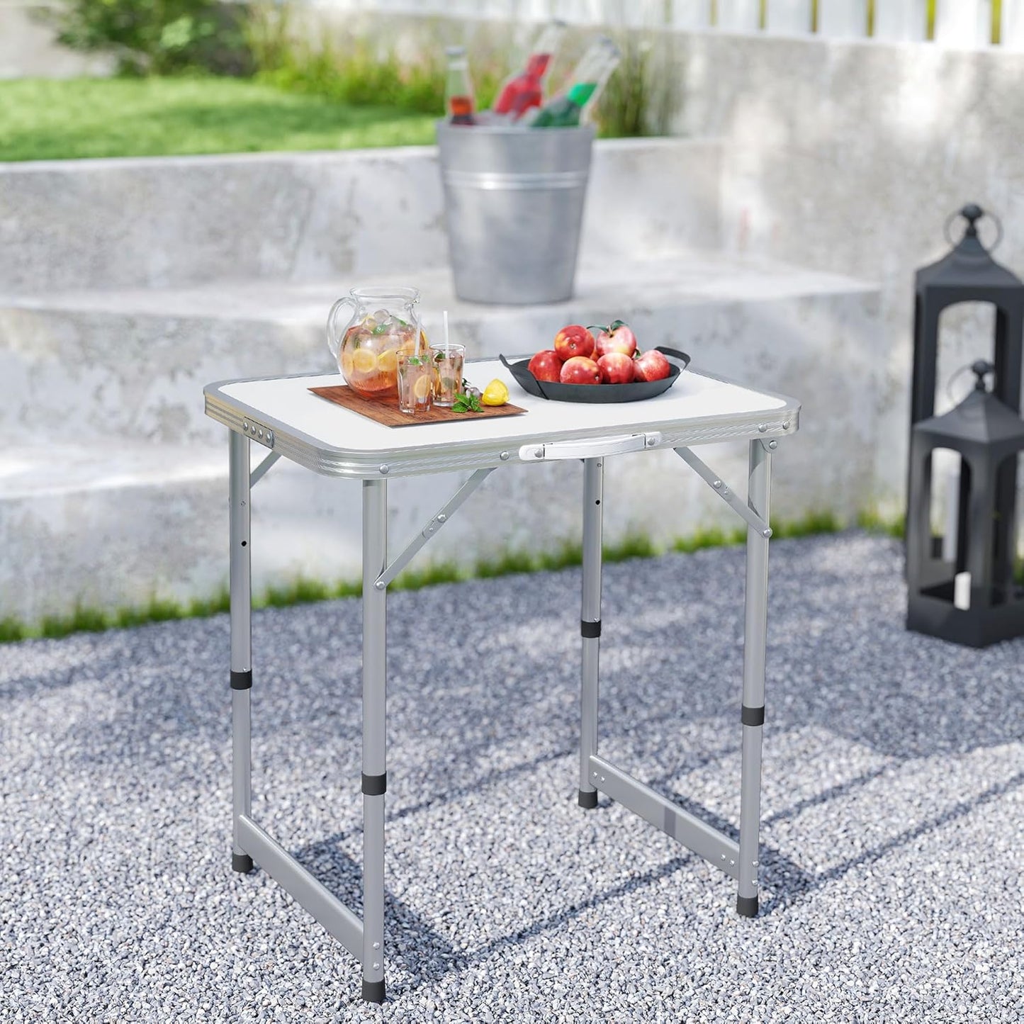 23" Folding Camping Table with Height Adjustability, Lightweight Portable Table with Carry Handle, Outdoor Folding Table Camping Accessories