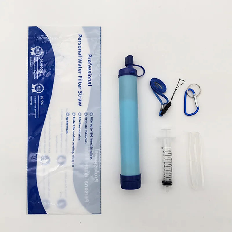 1Pc Outdoor Water Filter, Personal Straw Water Filtration System, Emergency Survival Water Purifier for Camping Hiking Climbing