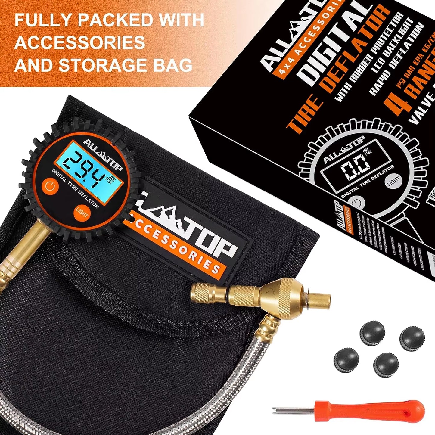 Professional Rapid Air down 4X4 Tire Deflator Kit Pressure Gauge 250 PSI Accurate & Fast Tire Air down Tools Rapid Tire Deflator