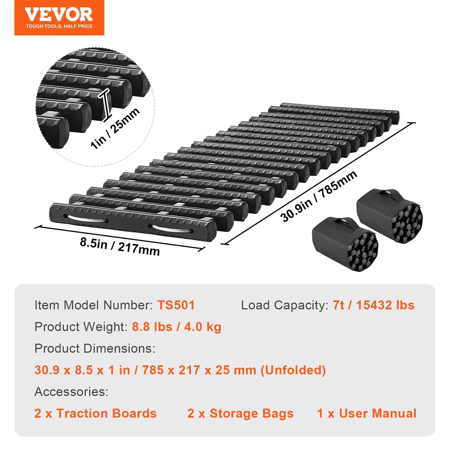 10 TON Traction Boards with PP Material Recovery Boards for Off-Road Vehicle Car Pickup SUV RV Pair Tire Traction Mats