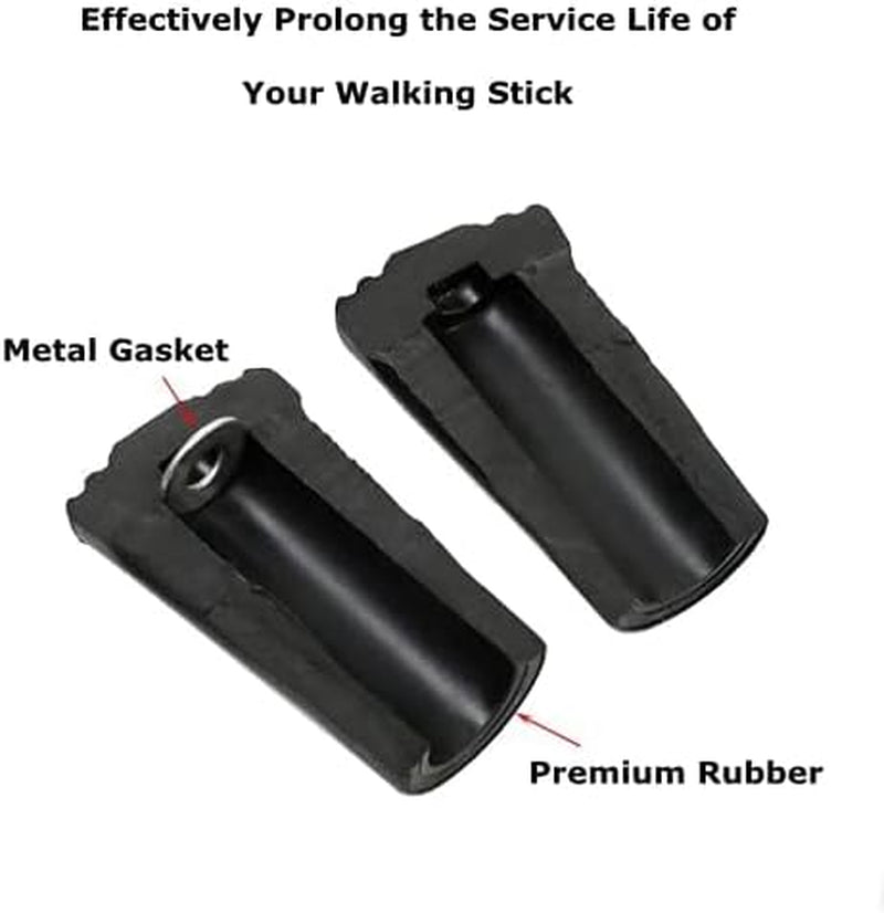 Walking Stick Tips Rubber 4Pcs Trekking Pole Tips Replacement- Rubber Feet for Hiking Poles, Walking Sticks, Trekking Poles | Rubber Tip for Walking Sticks Hiking Trekking Poles Boot Tips Rubber Feet