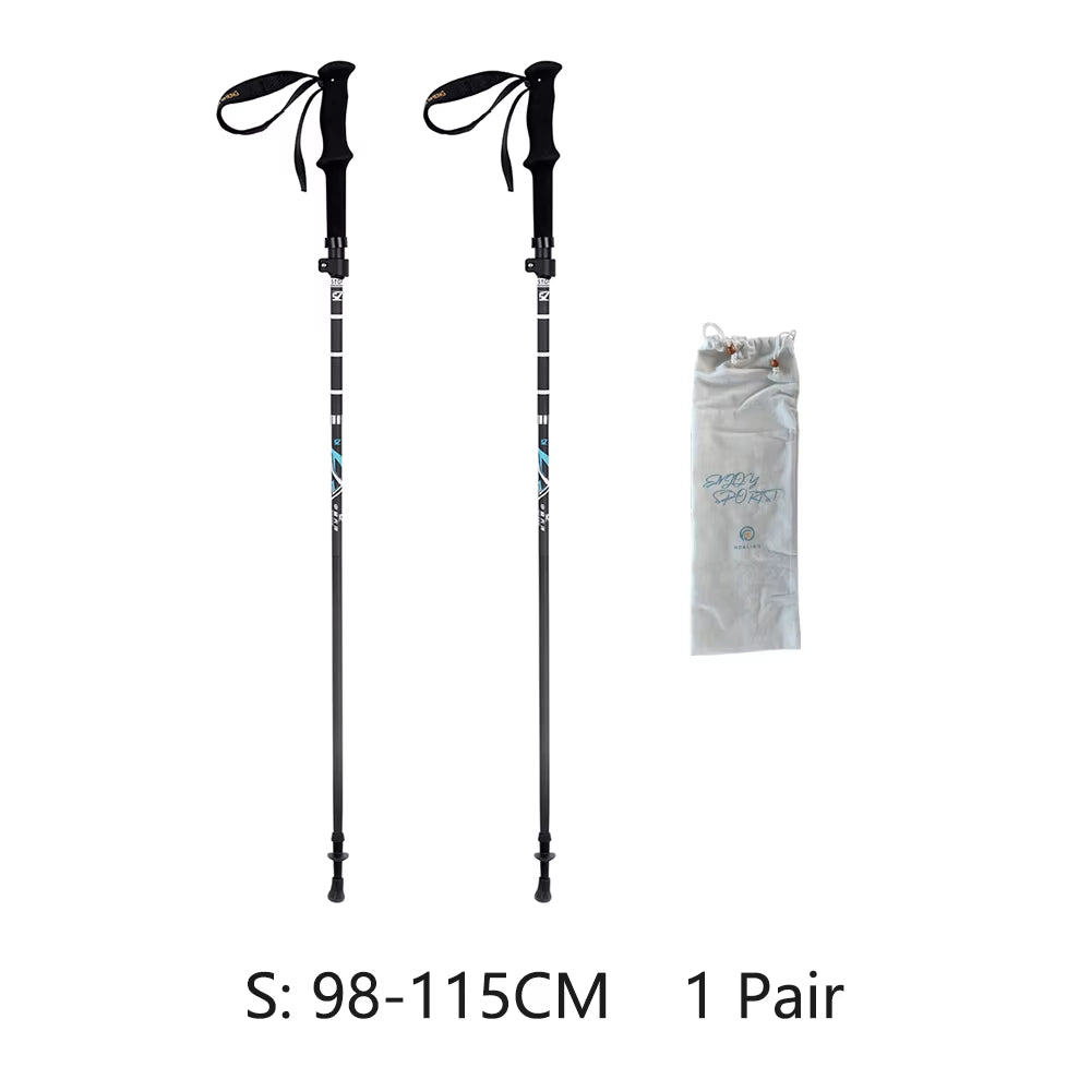 HEALING Ultra Light Trekking Pole Carbon Folding Hiking Stick Collapsible Hiking Poles Trekking Stick Walking Poles Walk