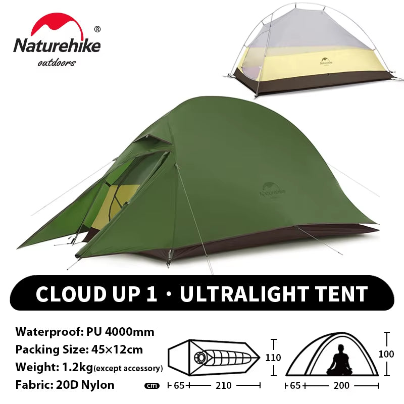 Cloud up 1 Upgraded Tent Ultralight Camping Tent Waterproof Outdoor Hiking Travel Tent Backpacking Cycling Tent