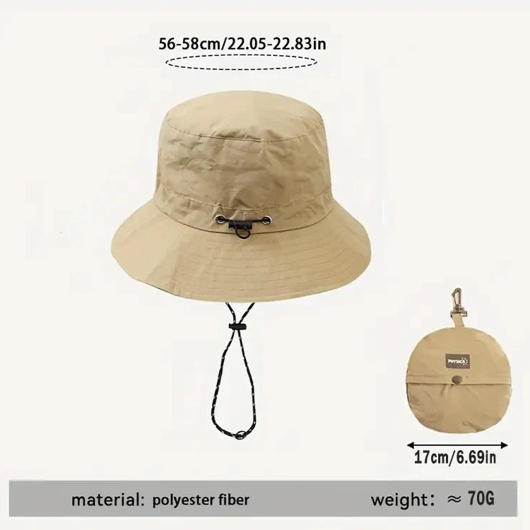 Summer Sun Protection Waterproof Fisherman Hat Bucket Camping Hiking Mountaineering Cap with Storage Bag Anti-Uv Sun