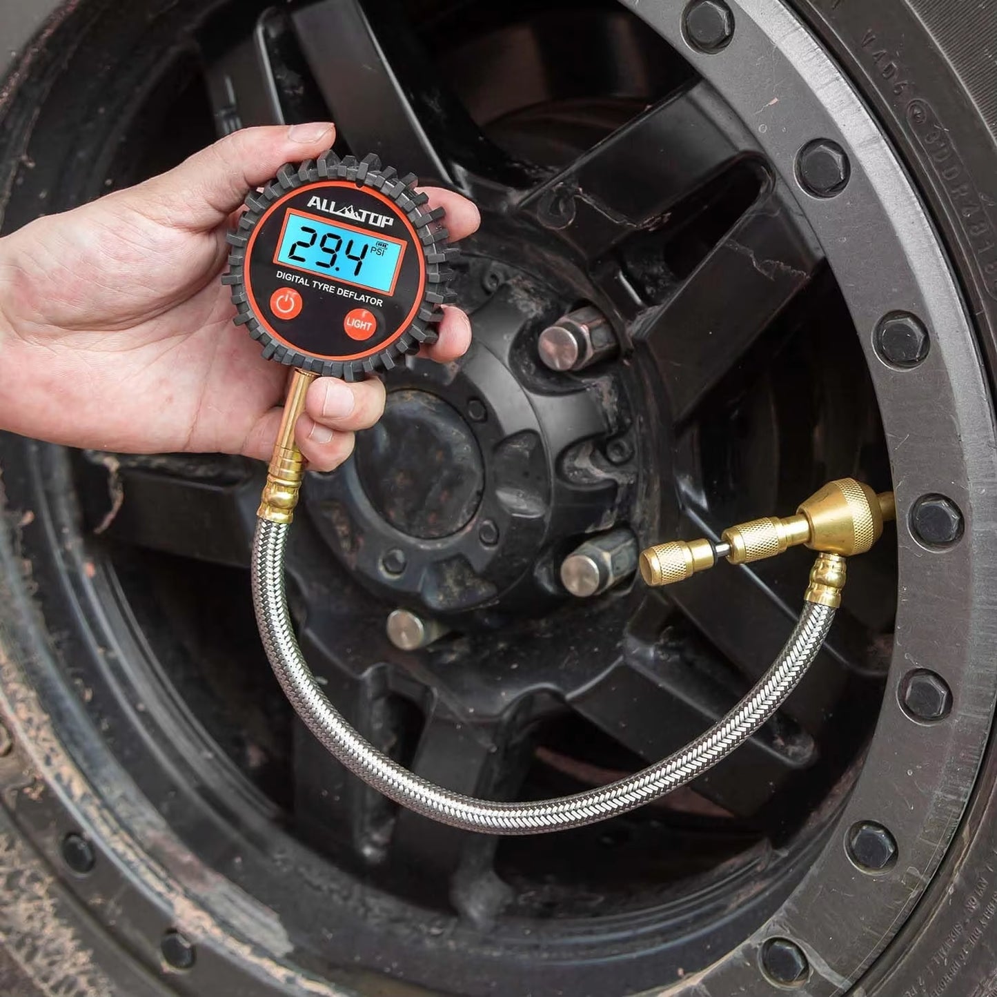 Professional Rapid Air down 4X4 Tire Deflator Kit Pressure Gauge 250 PSI Accurate & Fast Tire Air down Tools Rapid Tire Deflator