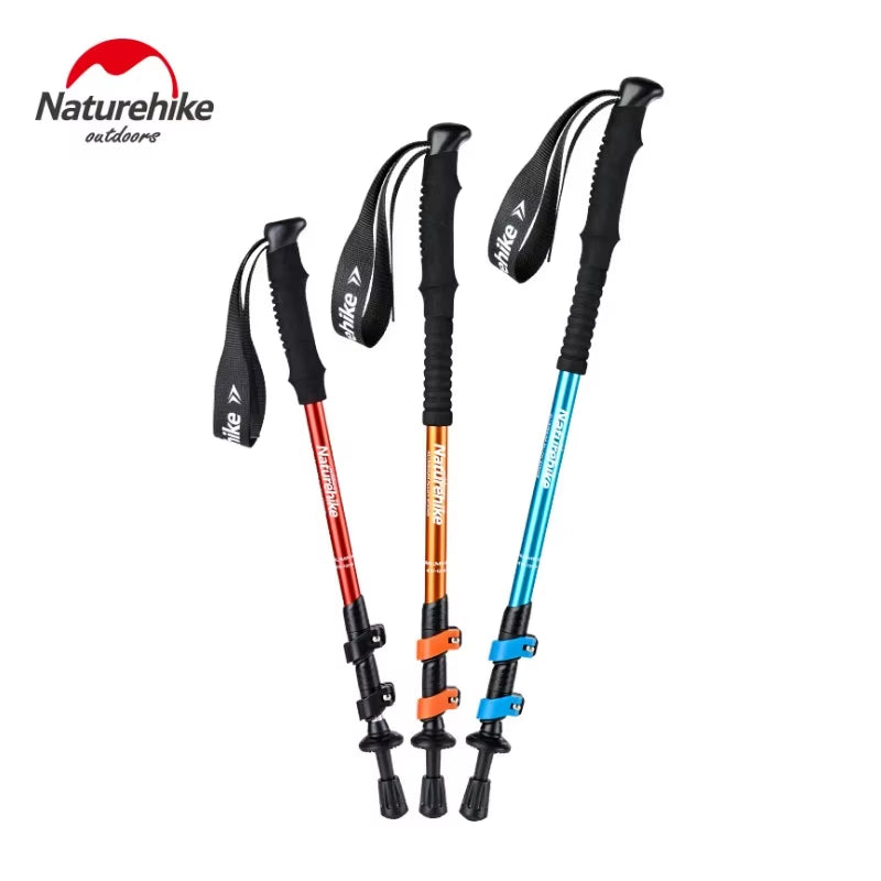 Outdoor Walking Stick Aluminum Alloy Alpenstock Telescopic Hiking Trekking Pole for Adult Kids Women Men Children
