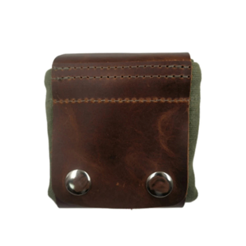 Waxed Canvas Foraging Pouch Collapsible Leather Outdoor Waist Belt Pocket with Drawstring for Hiking Beachcombing