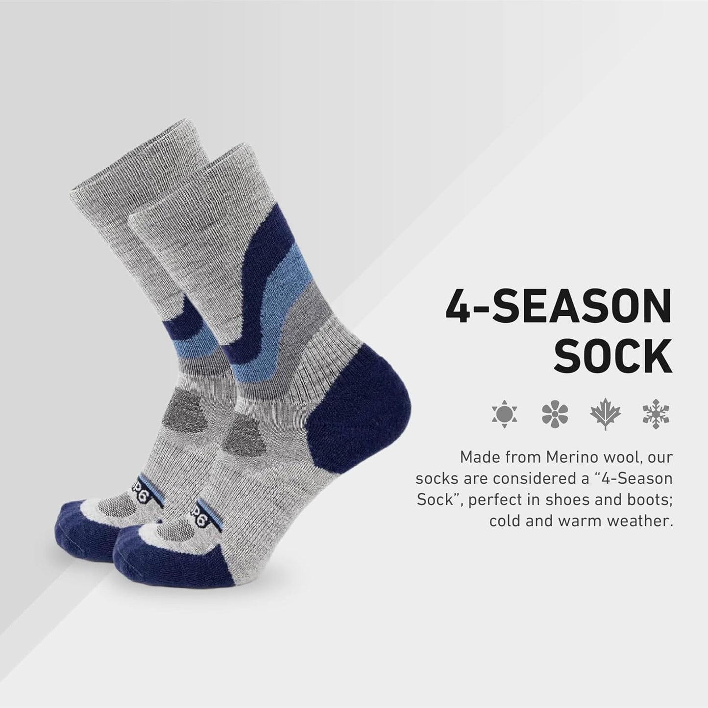 Crew Socks - Merino Wool Socks Made in the USA, Lightweight Wool Hiking Socks, Crew Socks for Men and Women