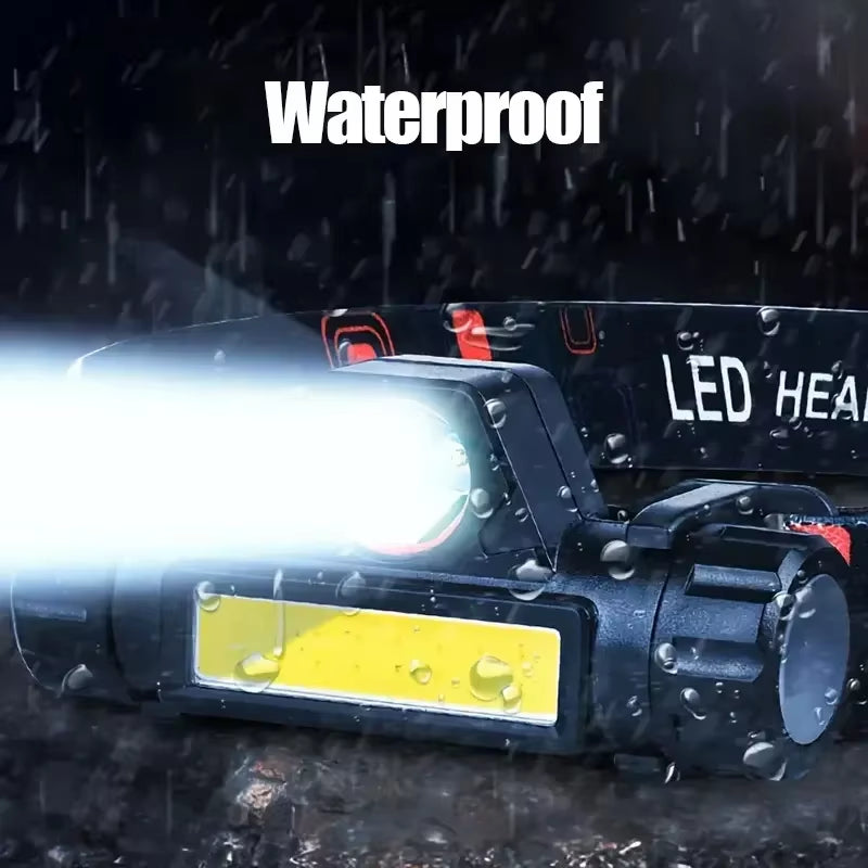 LED Headlamp USB Rechargeable Flashlight Headlight Outdoor Camping High Power LED Waterproof Adjustable Headlamp Fishing Hiking