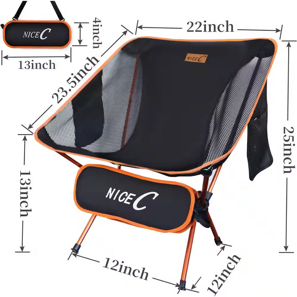 Camping Chair, Ultralight Camping Chair, Beach Chair, Collapsible Folding Chair with Carry Bag (1-Pack Orange)