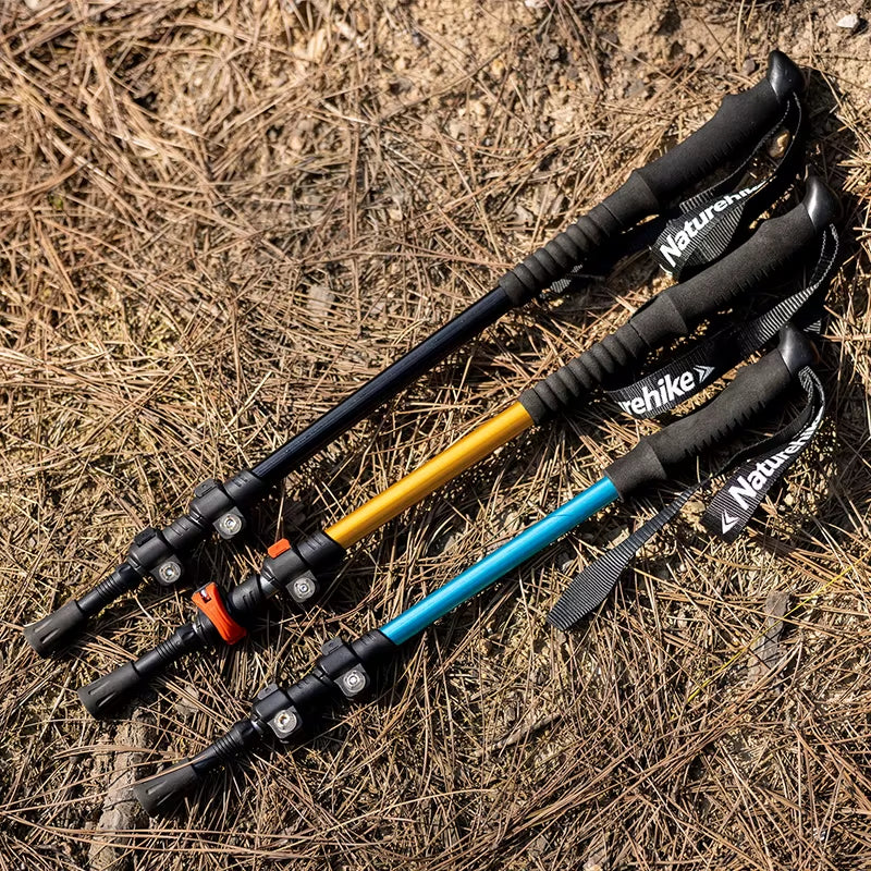 Outdoor Walking Stick Aluminum Alloy Alpenstock Telescopic Hiking Trekking Pole for Adult Kids Women Men Children