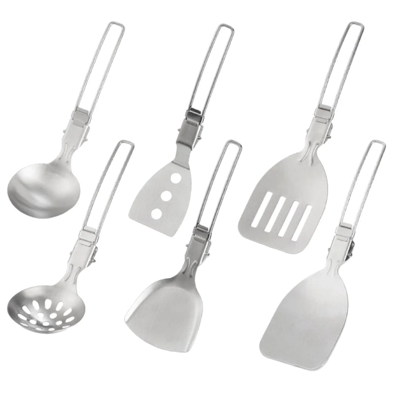 304 Stainless Steel Outdoor Portable Folding Kitchenware Outdoor Multifunctional Camping Cookware Picnic Shovel Spoon