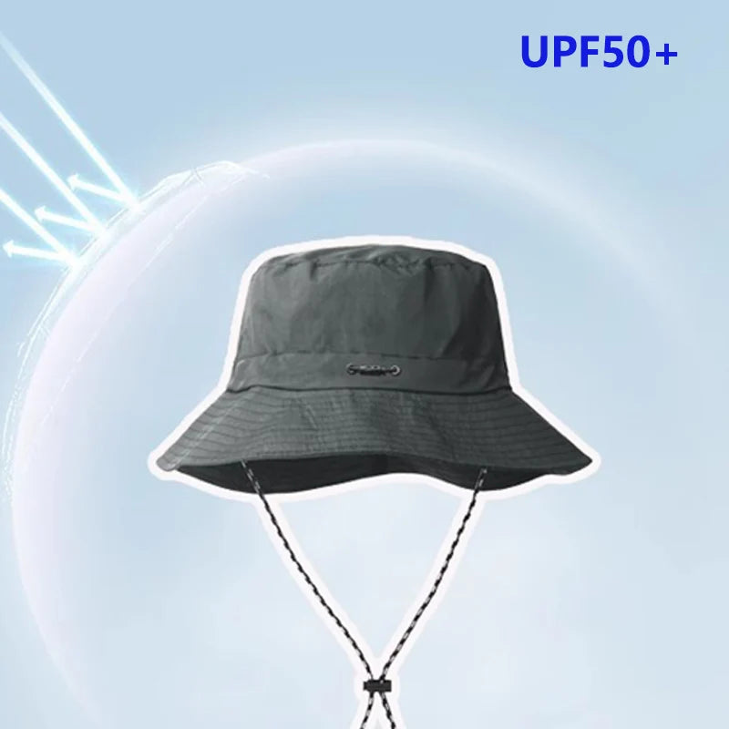 Summer Sun Protection Waterproof Fisherman Hat Bucket Camping Hiking Mountaineering Cap with Storage Bag Anti-Uv Sun