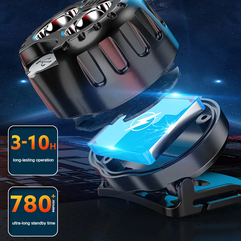 Powerful LED Headlamp IPX4 Waterproof Emergency Head Flashlight 250LM XPE LED Headlamp 500Mah for Outdoor Fishing Camping Hiking