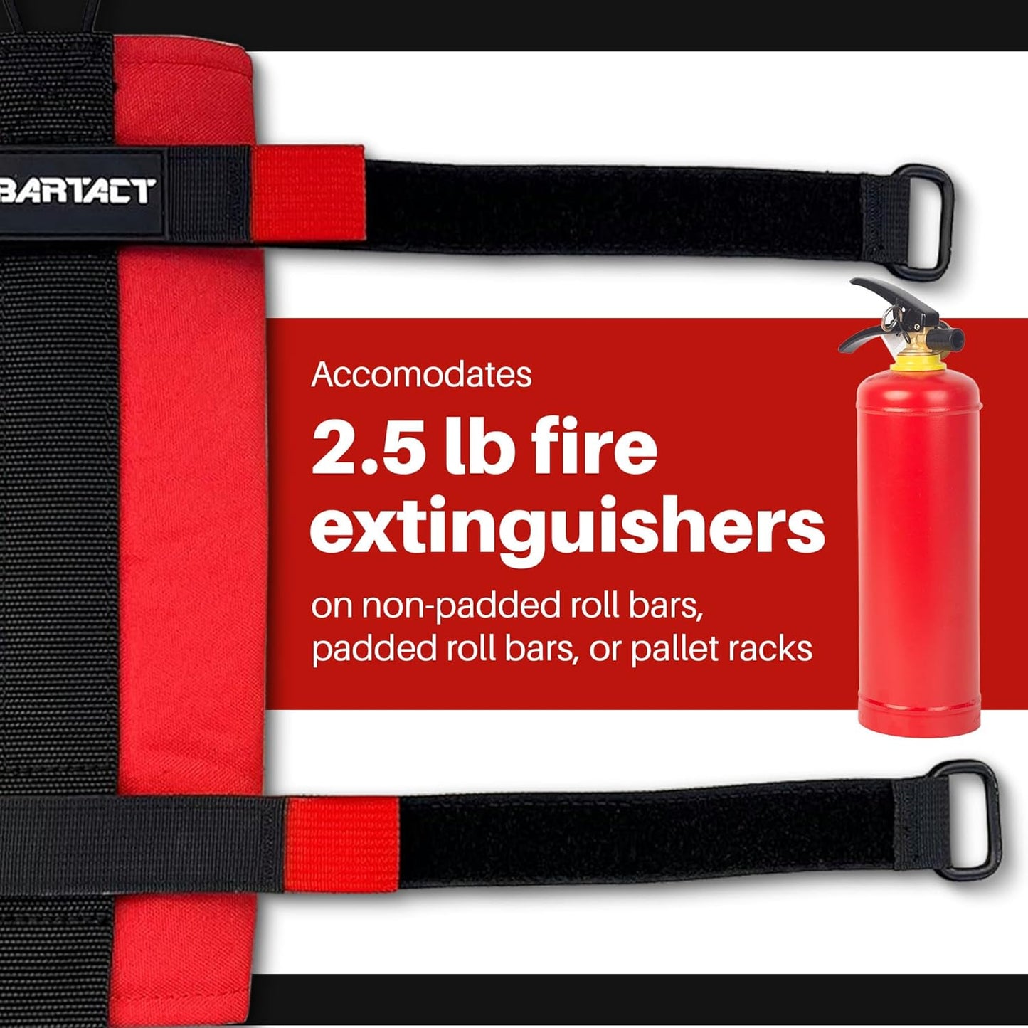 - 2.5 Lb Roll Bar Fire Extinguisher Mount for Vehicle Holder, Adjustable Fire Extinguisher Holder Mount, US Made Universal Vehicle Fire Extinguisher Holder Fits All Roll Bars (Red)