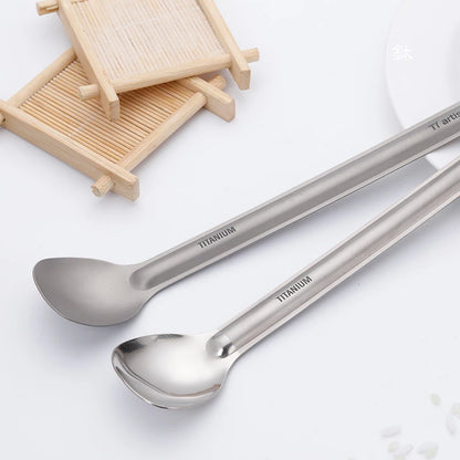 Titanium Long Handle Spork Spoon Cutlery Ultralight Tableware Outdoors Portable Dinnerware Camping Equipment
