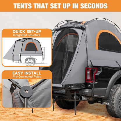Truck Bed Tent Fit 5.5-5.8Ft Truck Bed Easy Setup for Camping, 3000Mm Waterproof Pickup Truck Tent for 2 Person