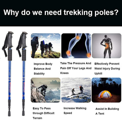 Hiking Trekking Poles, 2 Pack Collapsible, Lightweight, anti Shock, Walking Sticks, Adjustable Hiking Pole for Men and Women