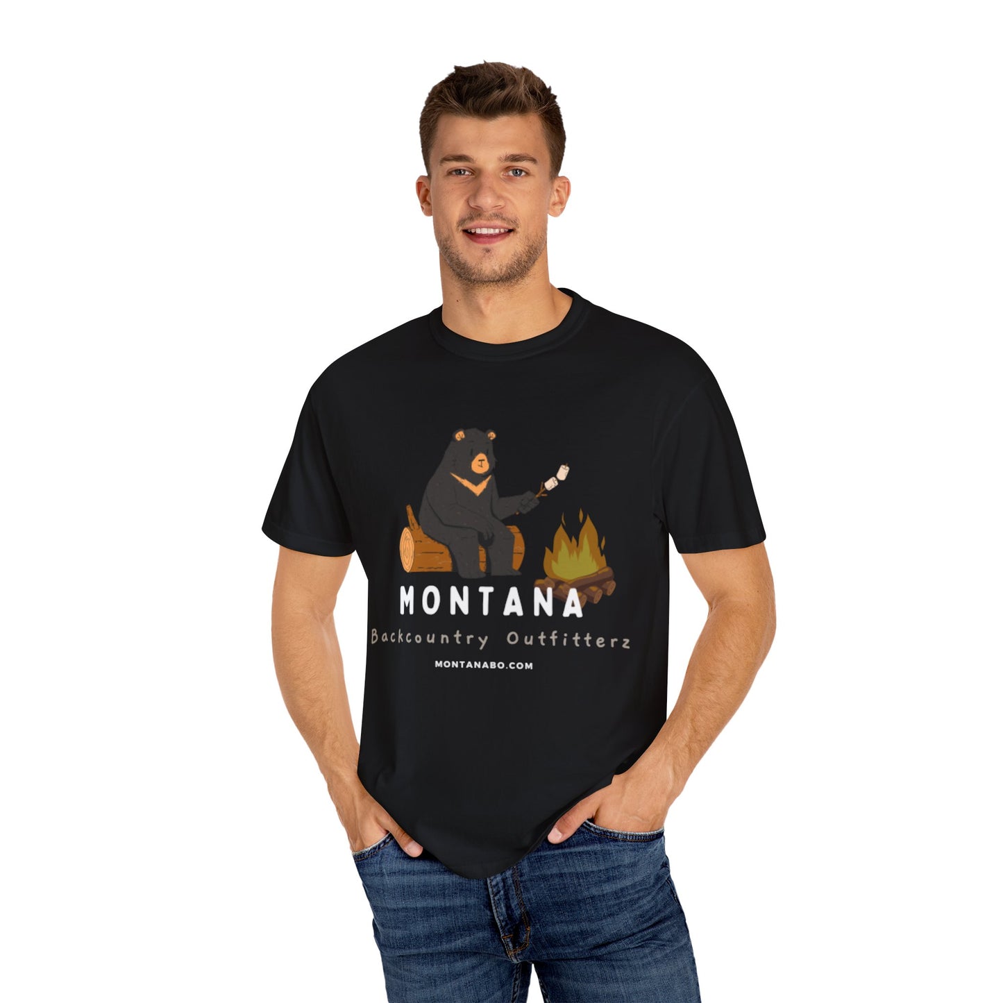 MBO's Bear Camping T-shirt | Unisex Garment-Dyed Tee, Outdoor Adventure Shirt, Camping Gift, Nature Lover Apparel, Montana Outfits