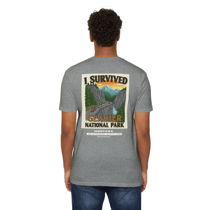 Adventure T-Shirt - I Survived Glacier National Park, Travel Shirt, Nature Lover Gift, Outdoor Tee, Hiking Apparel