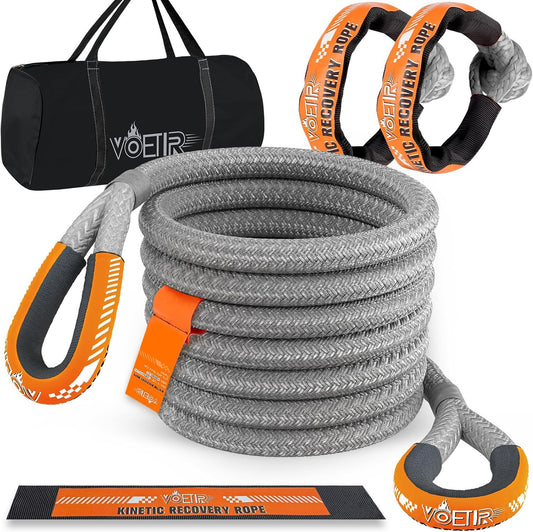 1-1/8'' X 30Ft Kinetic Recovery Rope, 40980Lbs Tow Strap Heavy Duty with 2 Soft Shackles, Offroad Recovery Kit Towing Strap for Trucks, Jeep, Vehicle, UTV, ATV, SUV