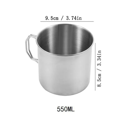Stainless Steel Camping Cup 250/350/500Ml Portable Carabiner Cups Outdoor Water Cup Mug with Foldable Handle Kitchen Drinkware