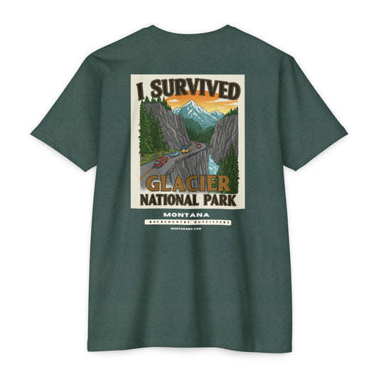 Adventure T-Shirt - I Survived Glacier National Park, Travel Shirt, Nature Lover Gift, Outdoor Tee, Hiking Apparel