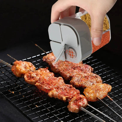 4 in 1 Camping Seasoning Jar with Lid Transparent Spice Dispenser 4 Compartment Outdoor Cooking Barbecue Salt and Pepper Shaker