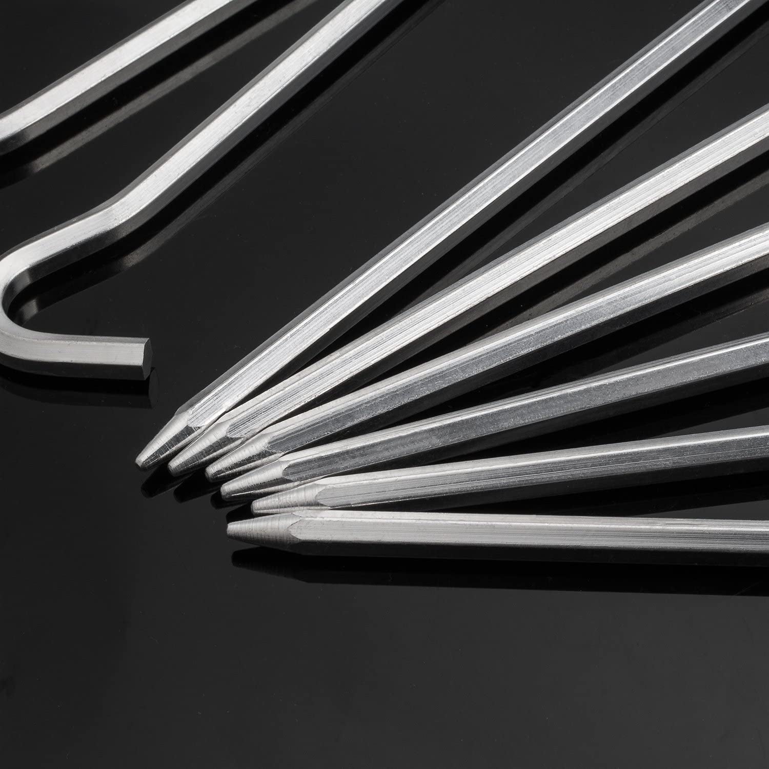 Tent Pegs - Aluminium Tent Stakes Pegs with Hook - 7’’ Hexagon Rod Stakes Nail Spike Garden Stakes Camping Pegs for Pitching Camping Tent, Canopies