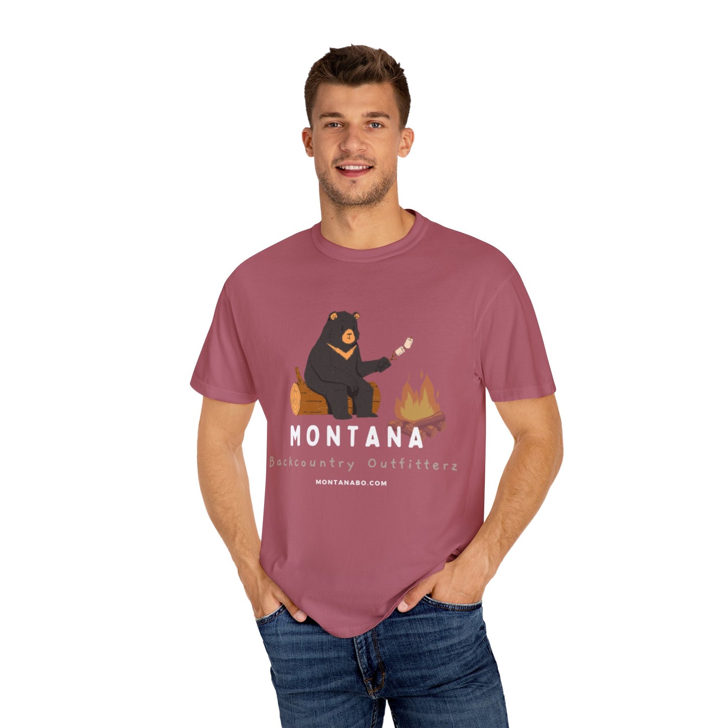MBO's Bear Camping T-shirt | Unisex Garment-Dyed Tee, Outdoor Adventure Shirt, Camping Gift, Nature Lover Apparel, Montana Outfits
