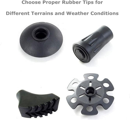 Walking Stick Tips Rubber 4Pcs Trekking Pole Tips Replacement- Rubber Feet for Hiking Poles, Walking Sticks, Trekking Poles | Rubber Tip for Walking Sticks Hiking Trekking Poles Boot Tips Rubber Feet