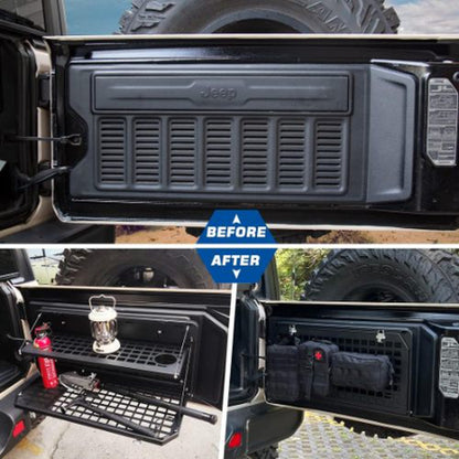 2-Tier Tailgate Table Rear Foldable Storage Cargo Rack Outdoor Camping Desk for 2007-2022 Jeep Wrangler JK&JL 4 Door