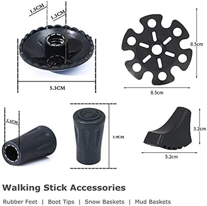 Walking Stick Tips Rubber 4Pcs Trekking Pole Tips Replacement- Rubber Feet for Hiking Poles, Walking Sticks, Trekking Poles | Rubber Tip for Walking Sticks Hiking Trekking Poles Boot Tips Rubber Feet