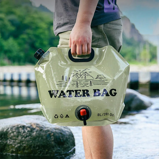 Camping Water Bag Outdoor Hiking Folding Water Bucket Bag with Faucet 8L Large Capacity Water Container Camping Supplies Кемпинг