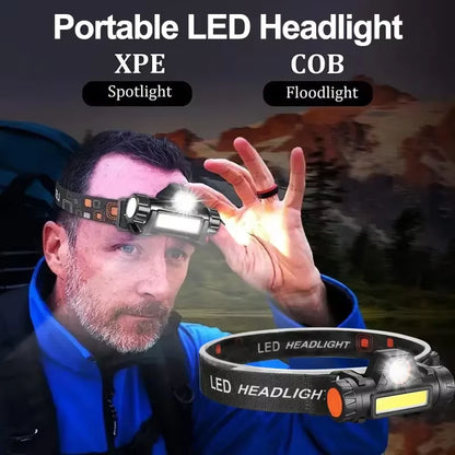 LED Headlamp USB Rechargeable Flashlight Headlight Outdoor Camping High Power LED Waterproof Adjustable Headlamp Fishing Hiking