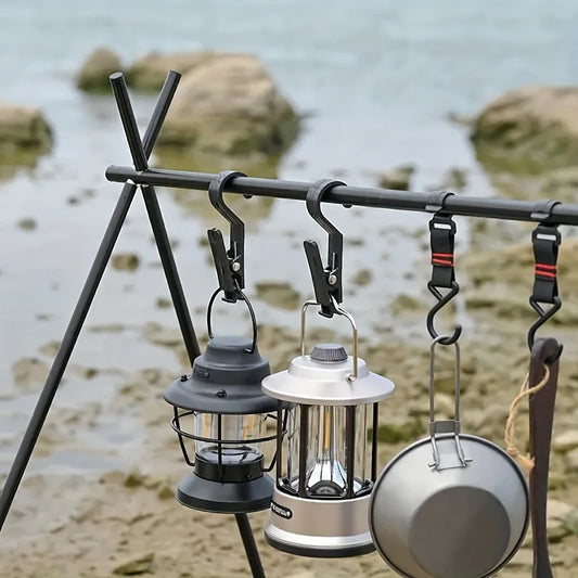 4Pcs Portable Outdoor Canopy Clip - Multifunctional Hook Rack for Camping, Travel Hanging Clothes, Etc