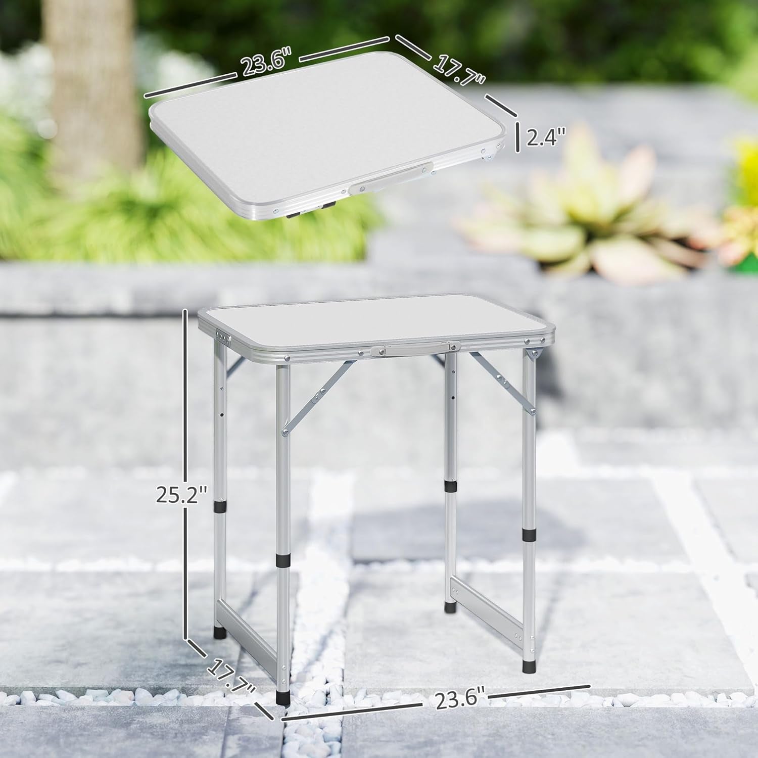 23" Folding Camping Table with Height Adjustability, Lightweight Portable Table with Carry Handle, Outdoor Folding Table Camping Accessories