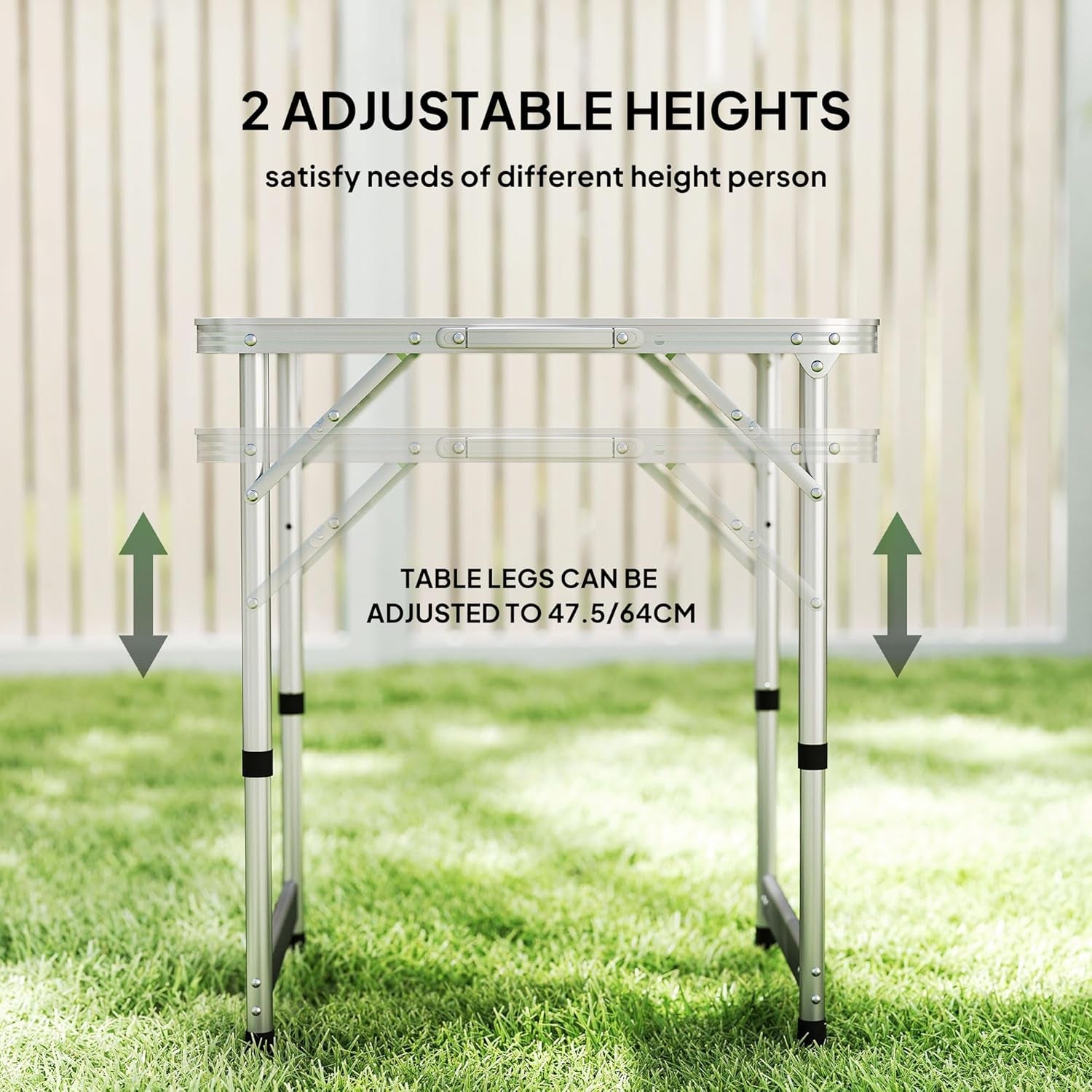 23" Folding Camping Table with Height Adjustability, Lightweight Portable Table with Carry Handle, Outdoor Folding Table Camping Accessories