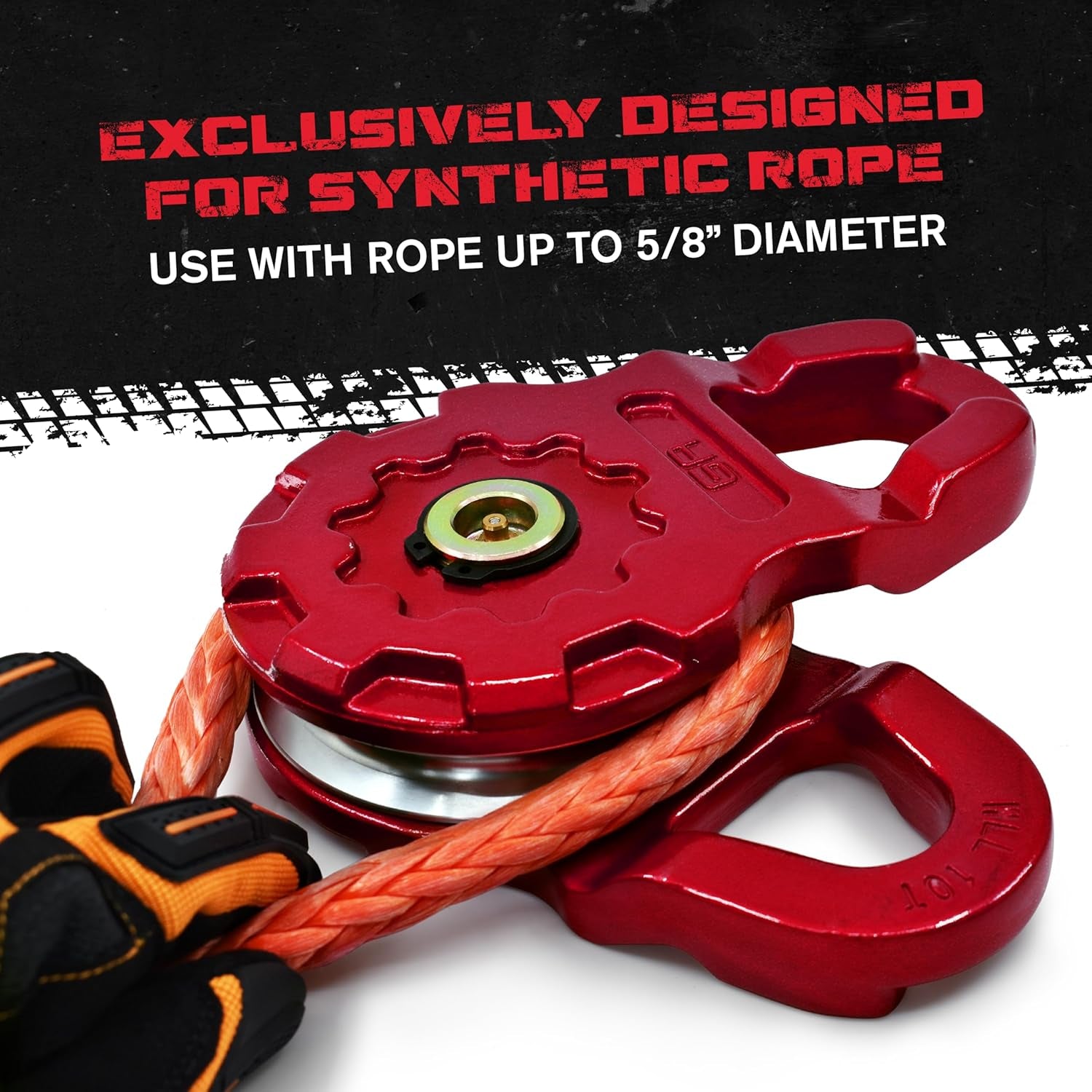 Gearamerica Ultra Snatch Block Pulley Black, 20T Mbs, Aluminum Winch Pulley for Synthetic Rope & Soft Shackles, Snatch Rigging Block for Off-Road Use - 20 Ton, Red