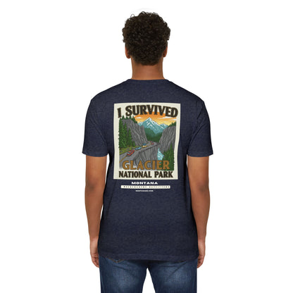 Adventure T-Shirt - I Survived Glacier National Park, Travel Shirt, Nature Lover Gift, Outdoor Tee, Hiking Apparel