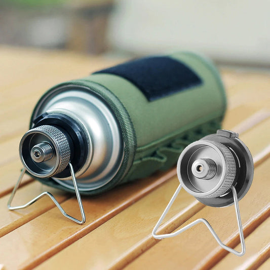 Butane Adapter with Bracket Outdoor Butane Gas Conversion Joint Camping Stove Adapter Screw Valve Output Nozzle Bottle Adapter